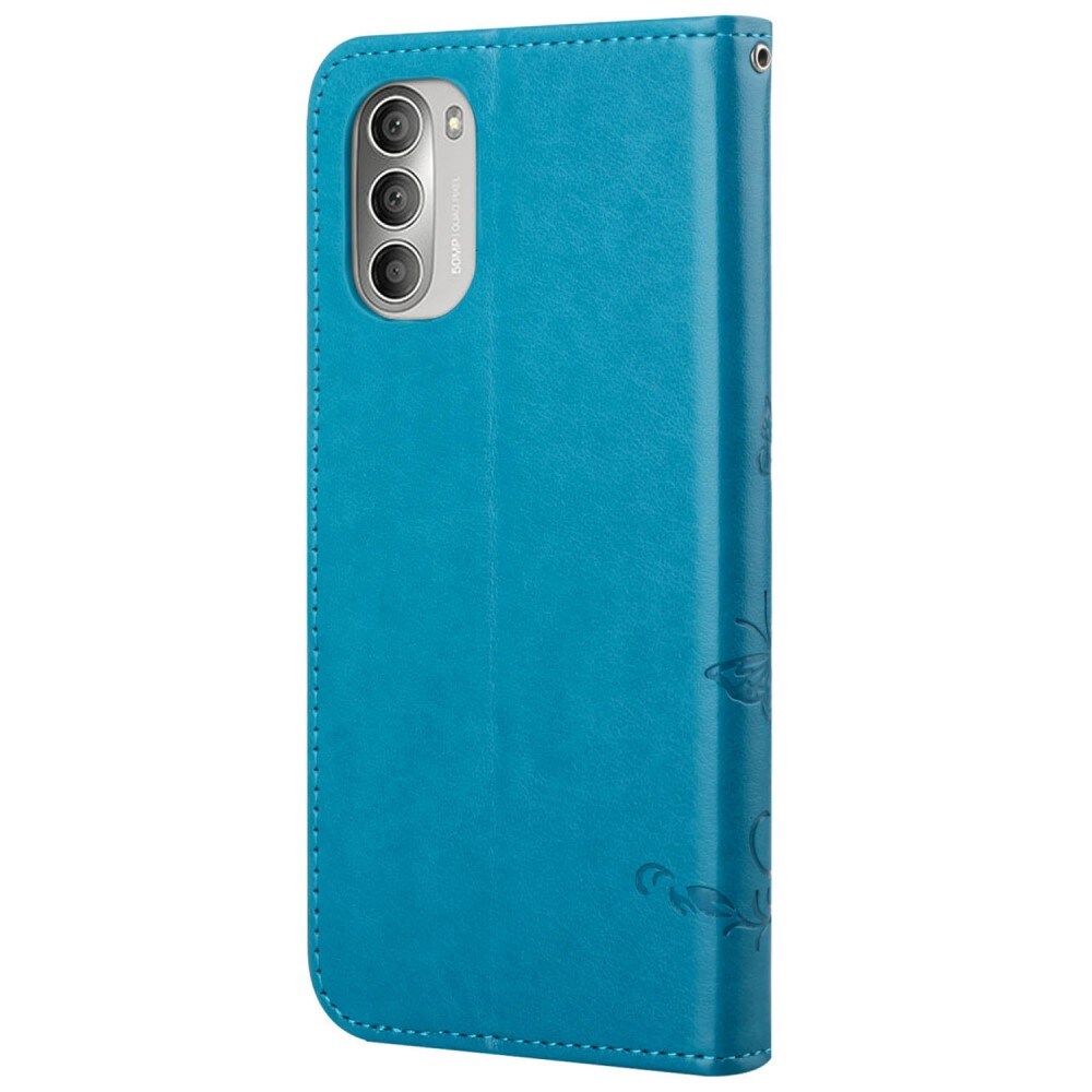 Motorola Moto G51 Mobiletui med sommerfugler, Blå