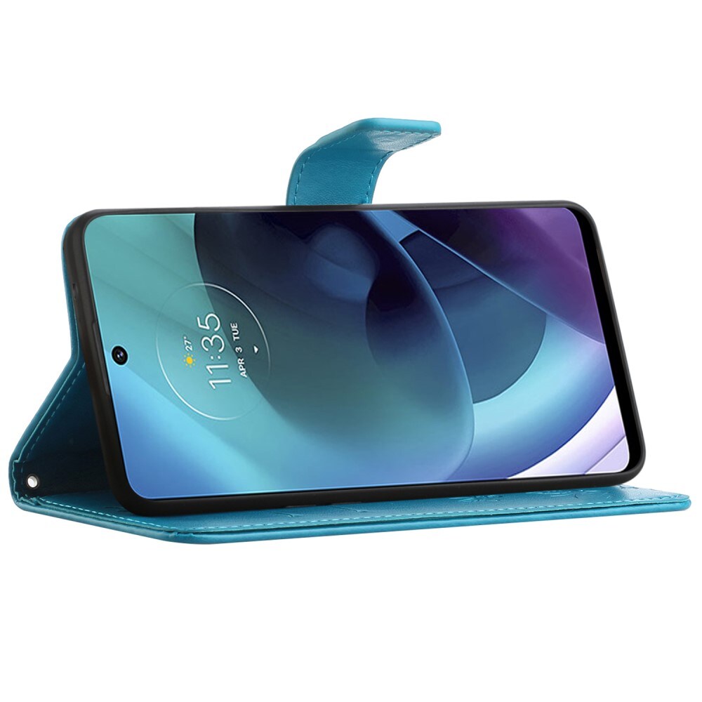 Motorola Moto G51 Mobiletui med sommerfugler, Blå