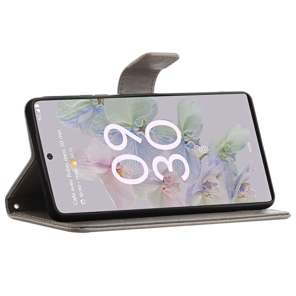 Google Pixel 6a Mobiletui med sommerfugler, Grå