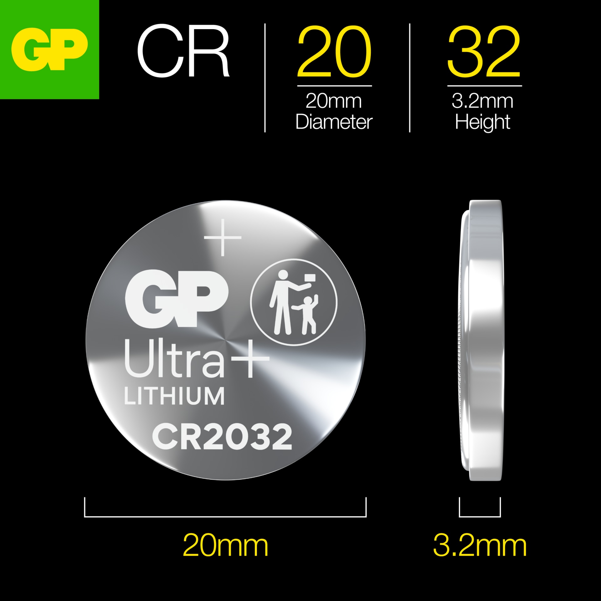 Batteri Knappecelle Lithium CR2032 (4-pakning)