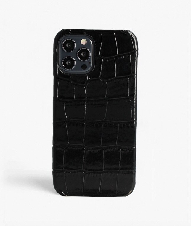 iPhone 12/iPhone 12 Pro Deksel Croco Svart
