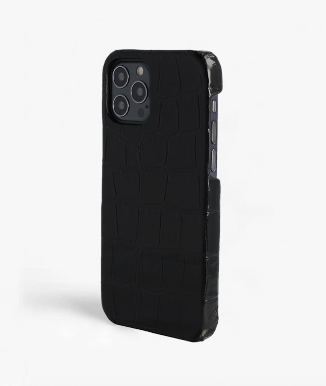 iPhone 12/iPhone 12 Pro Deksel Croco Svart