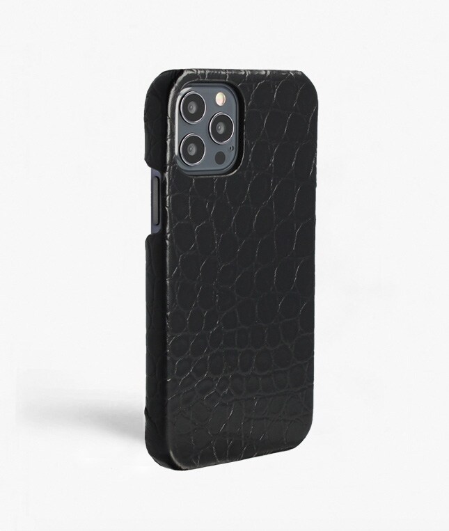 iPhone 12/iPhone 12 Pro Deksel Small Croco Svart