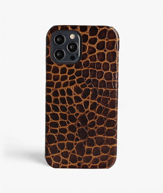 iPhone 12/iPhone 12 Pro Deksel Small Croco Brun