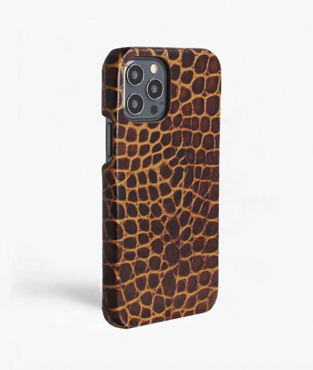 iPhone 12/iPhone 12 Pro Deksel Small Croco Brun
