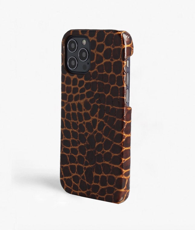 iPhone 12/iPhone 12 Pro Deksel Small Croco Brun