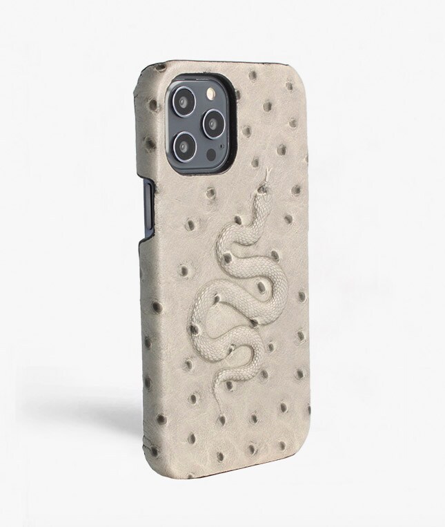 iPhone 12 Pro Max Deksel Snake Ostrich Grey