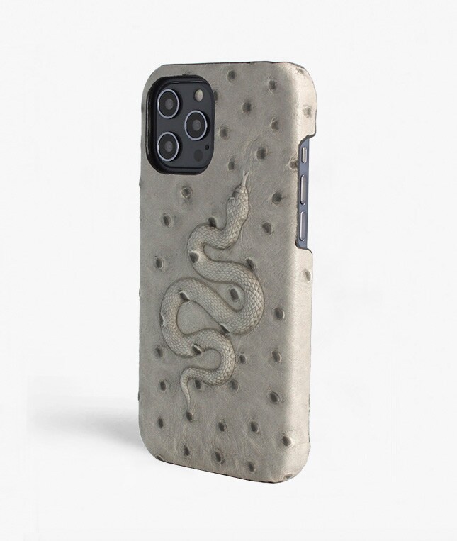 iPhone 12 Pro Max Deksel Snake Ostrich Grey