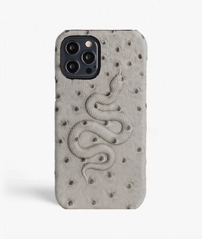 iPhone 12/iPhone 12 Pro Deksel Snake Ostrich Grey