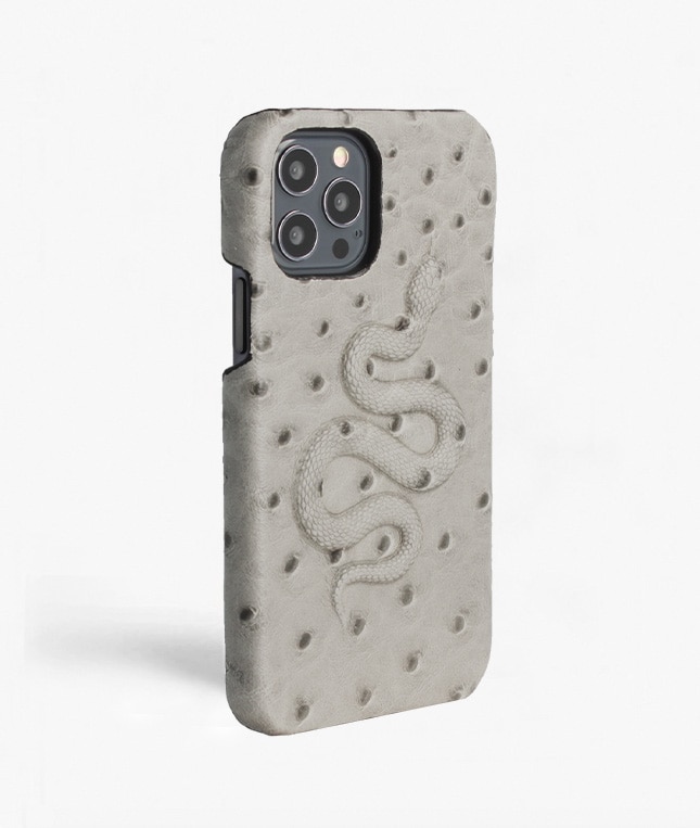 iPhone 12/iPhone 12 Pro Deksel Snake Ostrich Grey
