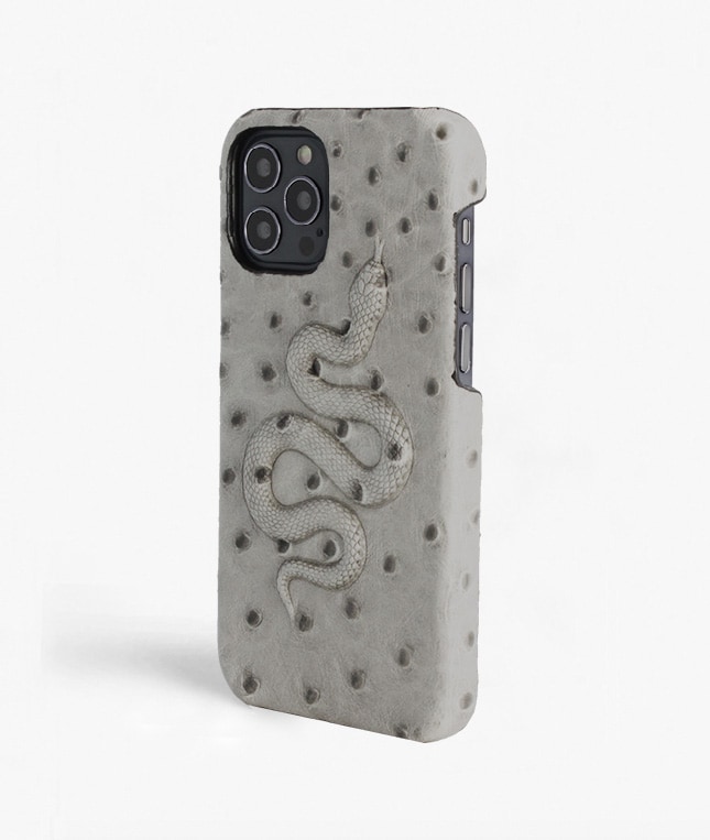 iPhone 12/iPhone 12 Pro Deksel Snake Ostrich Grey