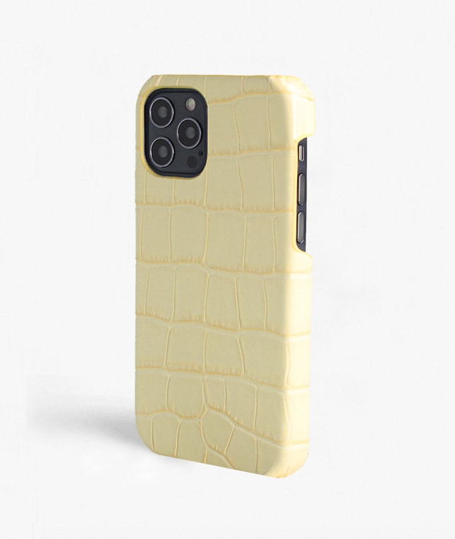 iPhone 12/iPhone 12 Pro Deksel Croco Gul