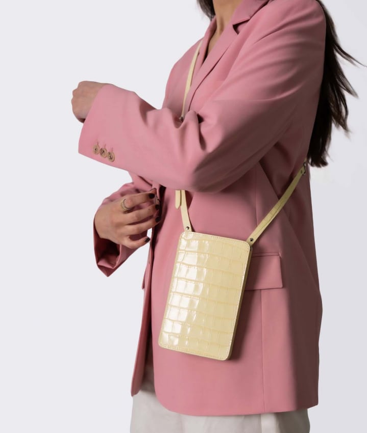 Smart Crossbody Veske Croco Yellow