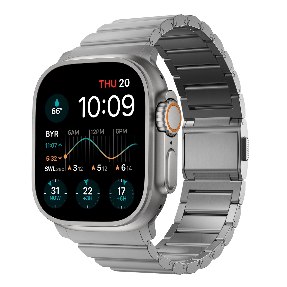 Apple Watch Ultra 49mm 2nd Gen Titanium reim, Sølv