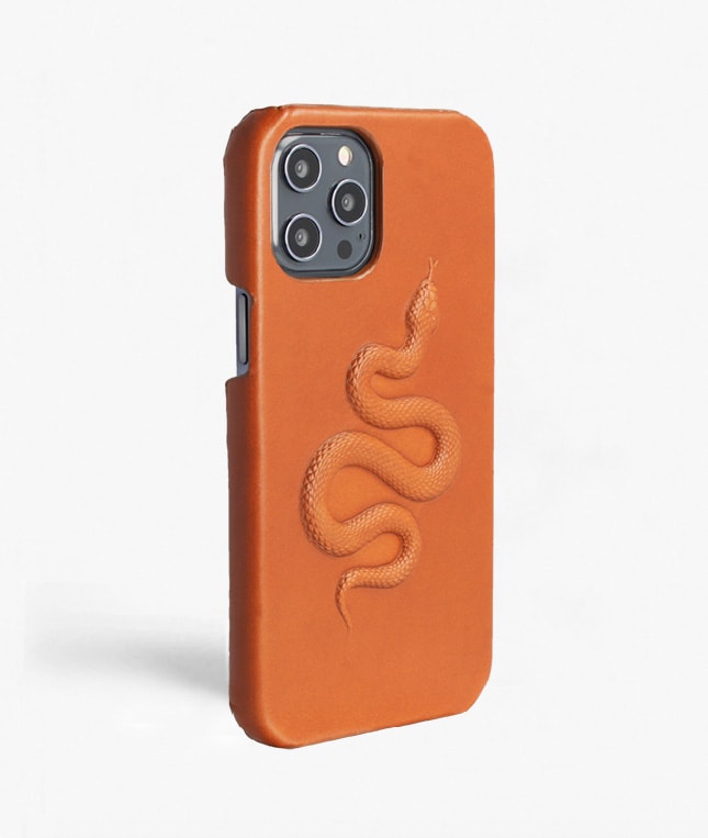 iPhone 12 Pro Max Deksel Snake Cognac