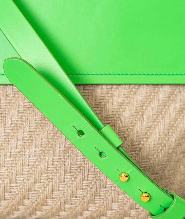 Trend Bag Jute Leather Vegetable Tanned Vibrant Green