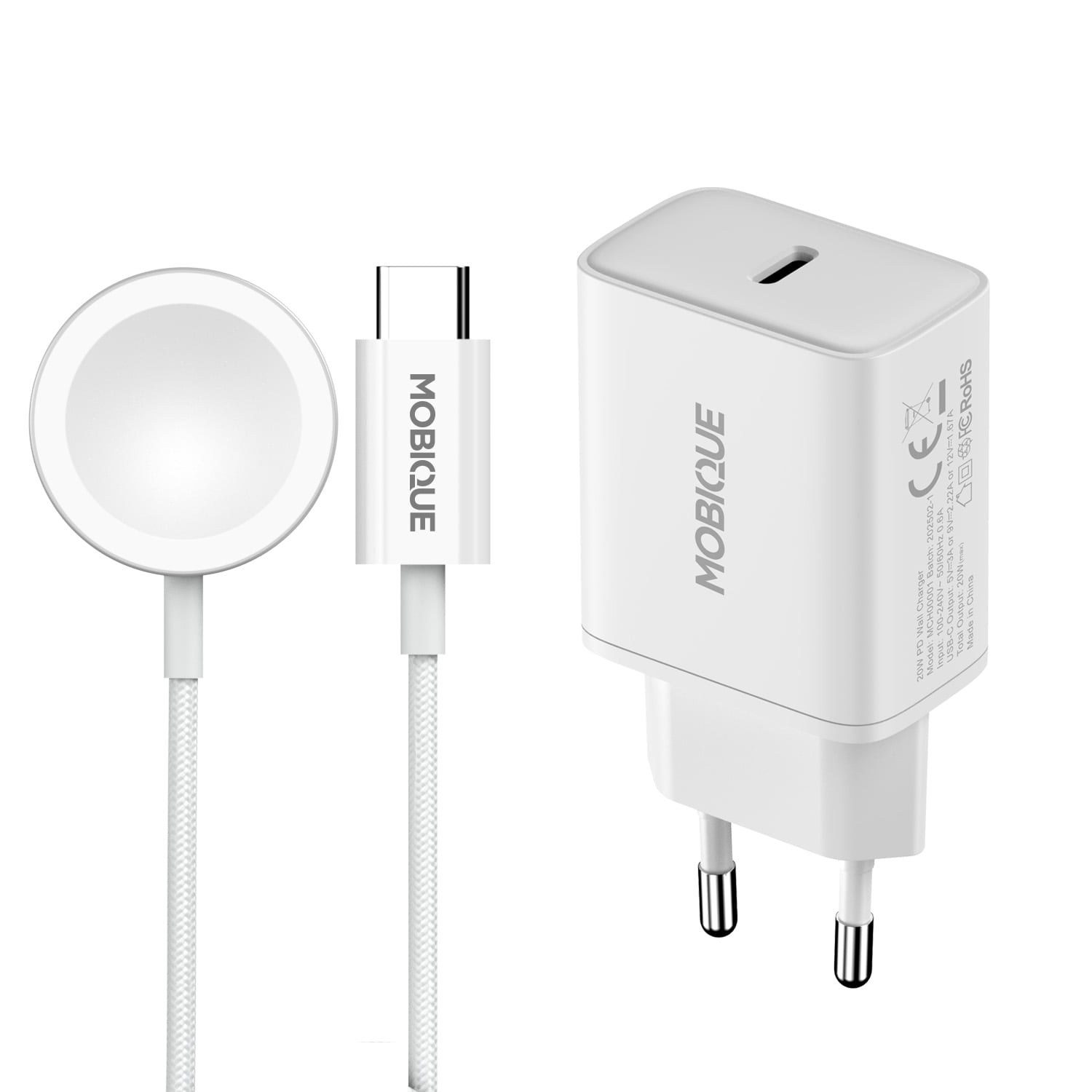 Apple Watch Ultra 49mm 2nd Gen Lader - kabel & vegglader 20W, Hvit