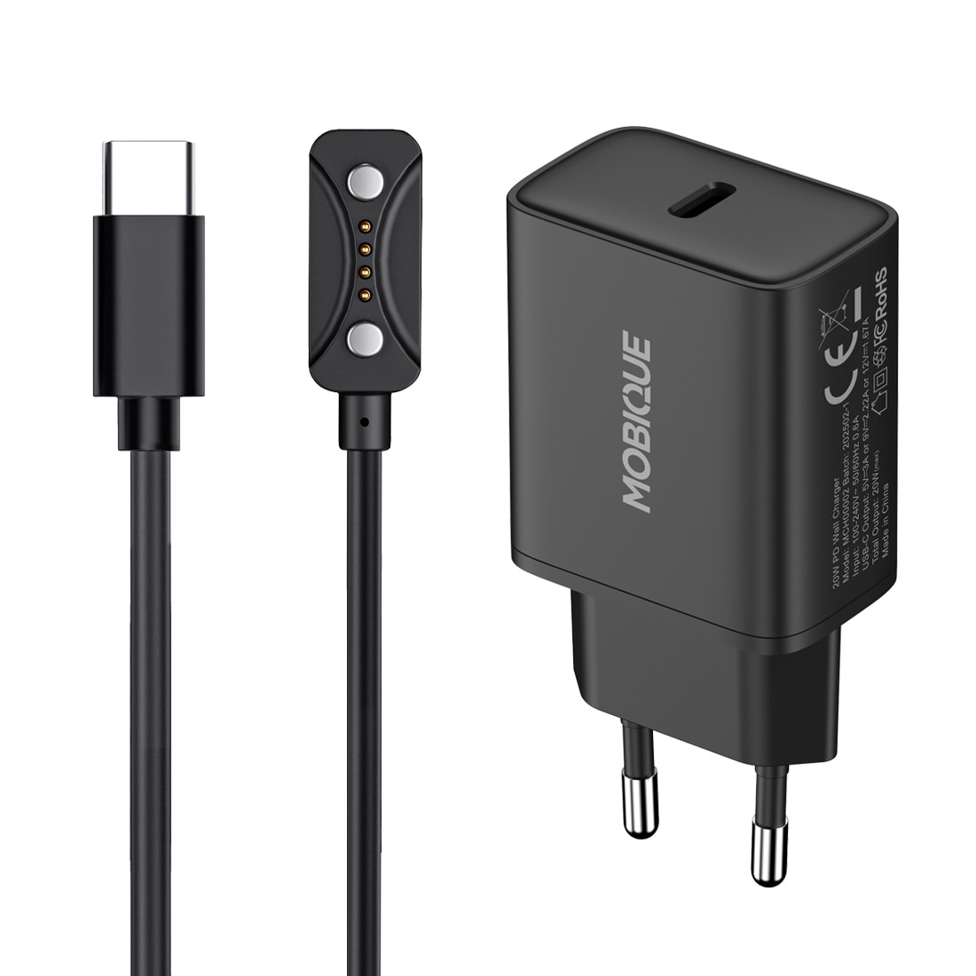 Polar Pacer Pro Lader - kabel & vegglader 20W, Svart