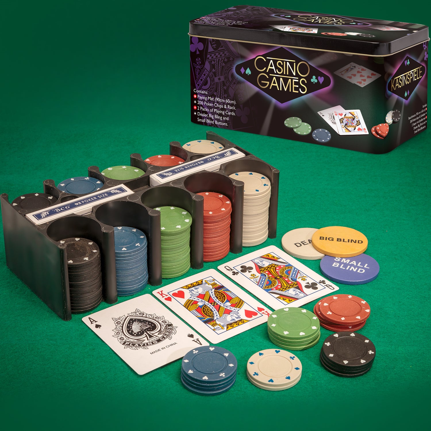 Casino Games - Pokersett med sjetonger og kort