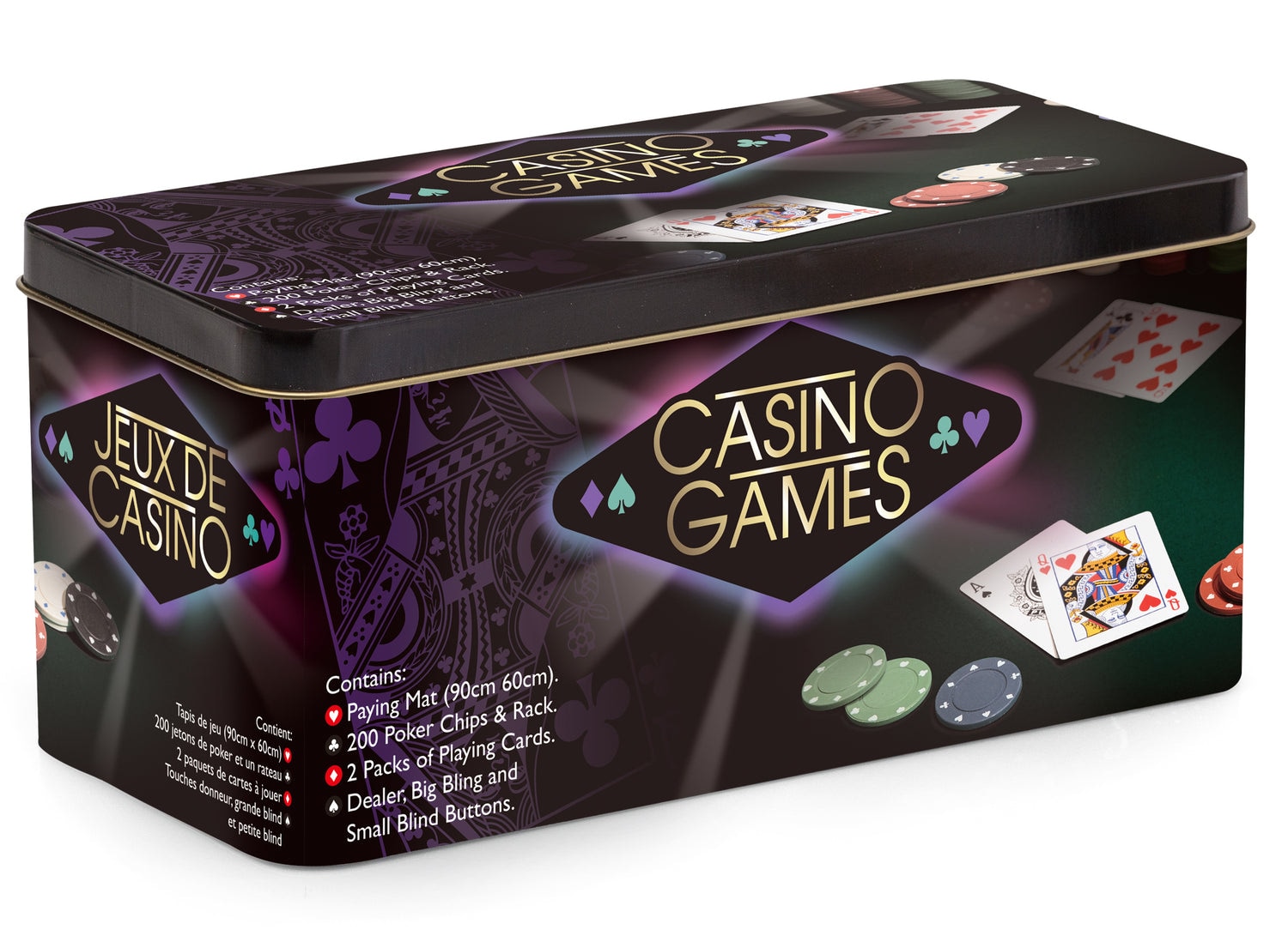 Casino Games - Pokersett med sjetonger og kort