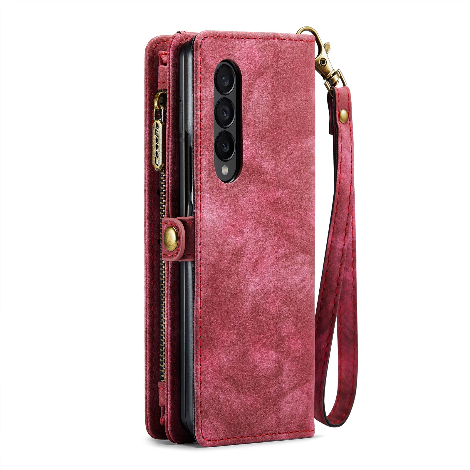 Samsung Galaxy Z Fold 4 Romslig lommeboketui med mange kortlommer, Rød