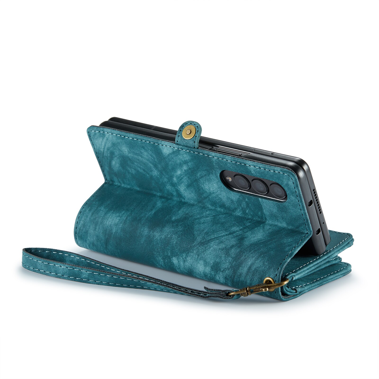Samsung Galaxy Z Fold 4 Romslig lommeboketui med mange kortlommer, Blå