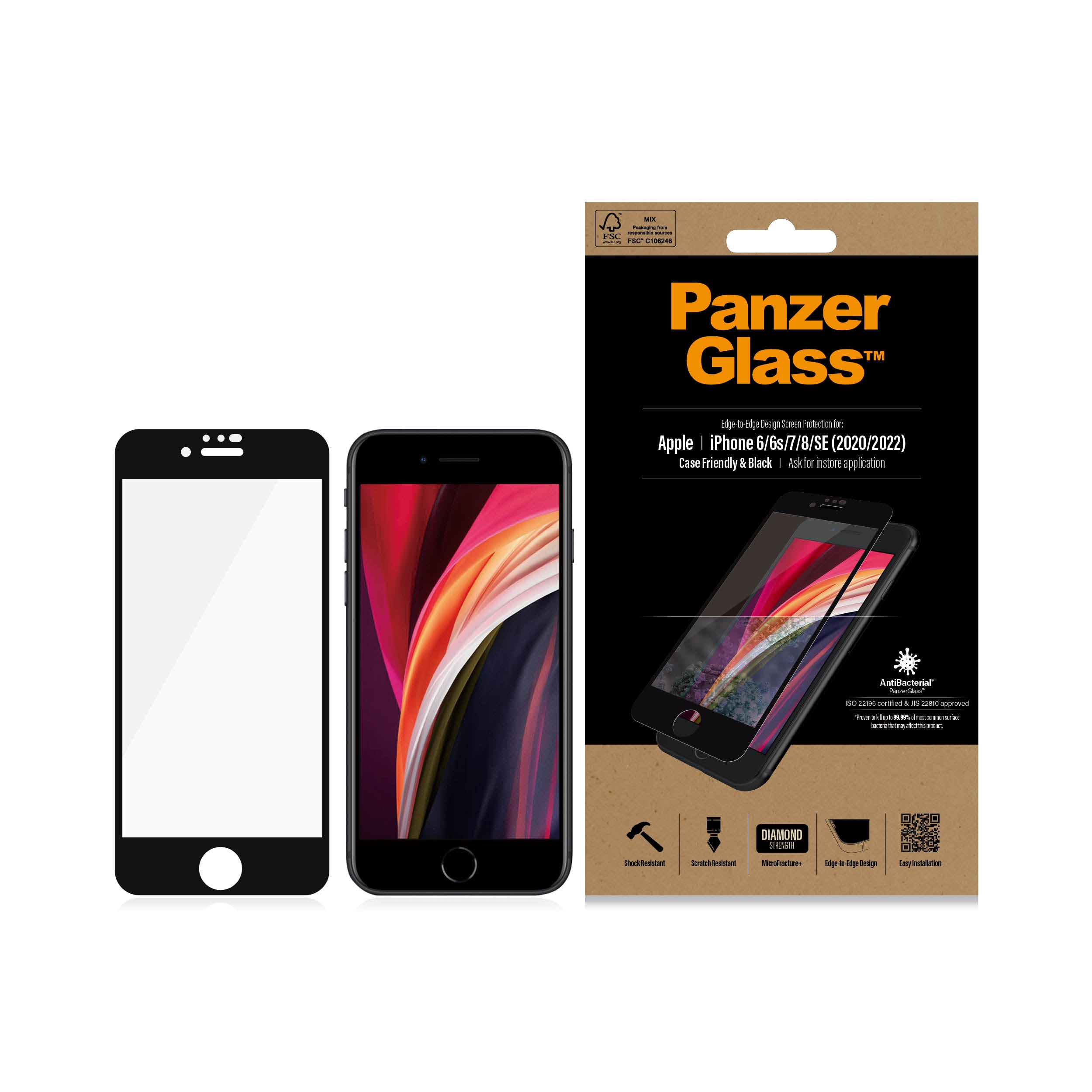 iPhone SE 2022 Skjermbeskytter i ripemotstandig herdet glass - Edge-to-Edge