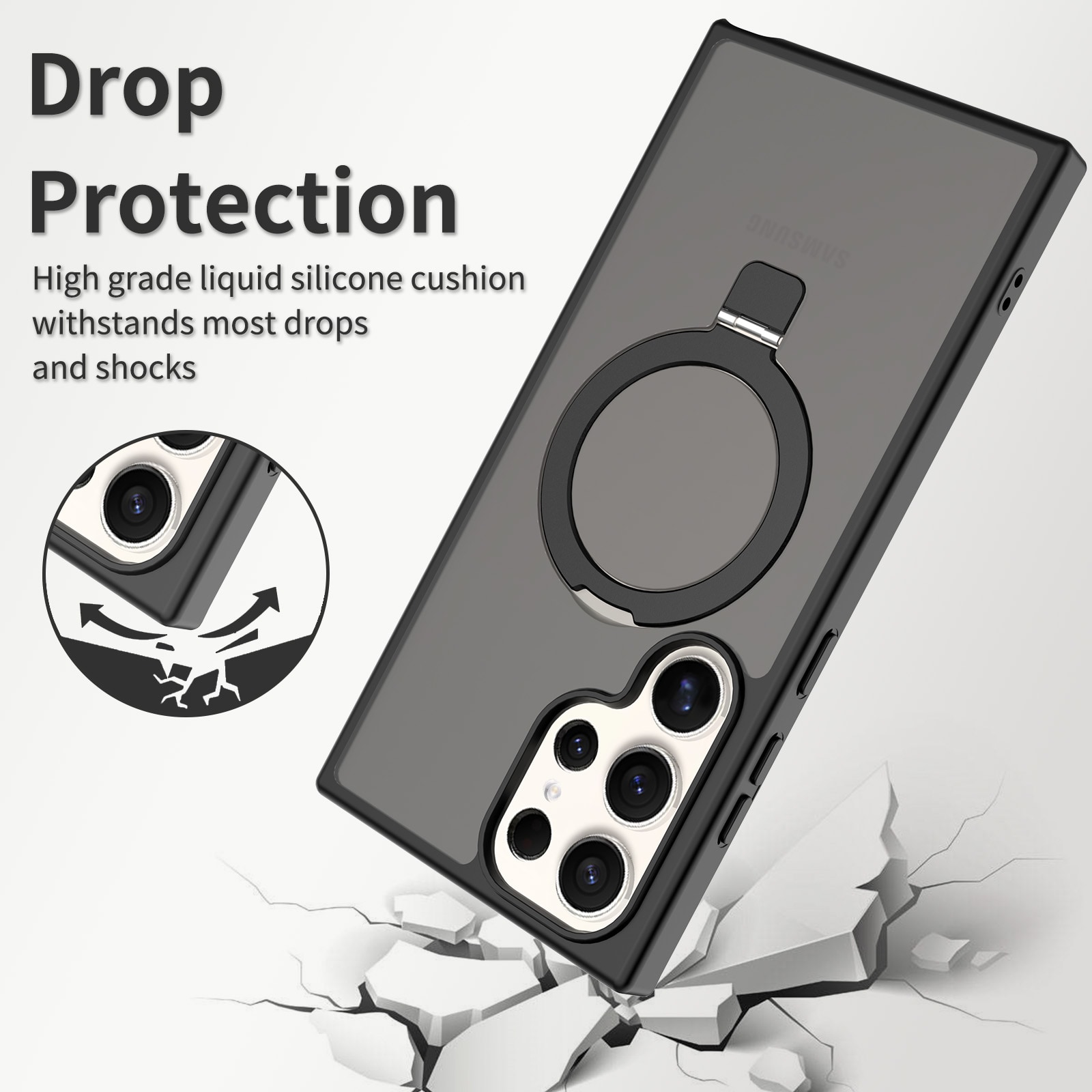 Samsung Galaxy S23 Ultra Magnetic hybriddeksel med stativfunksjon, Svart