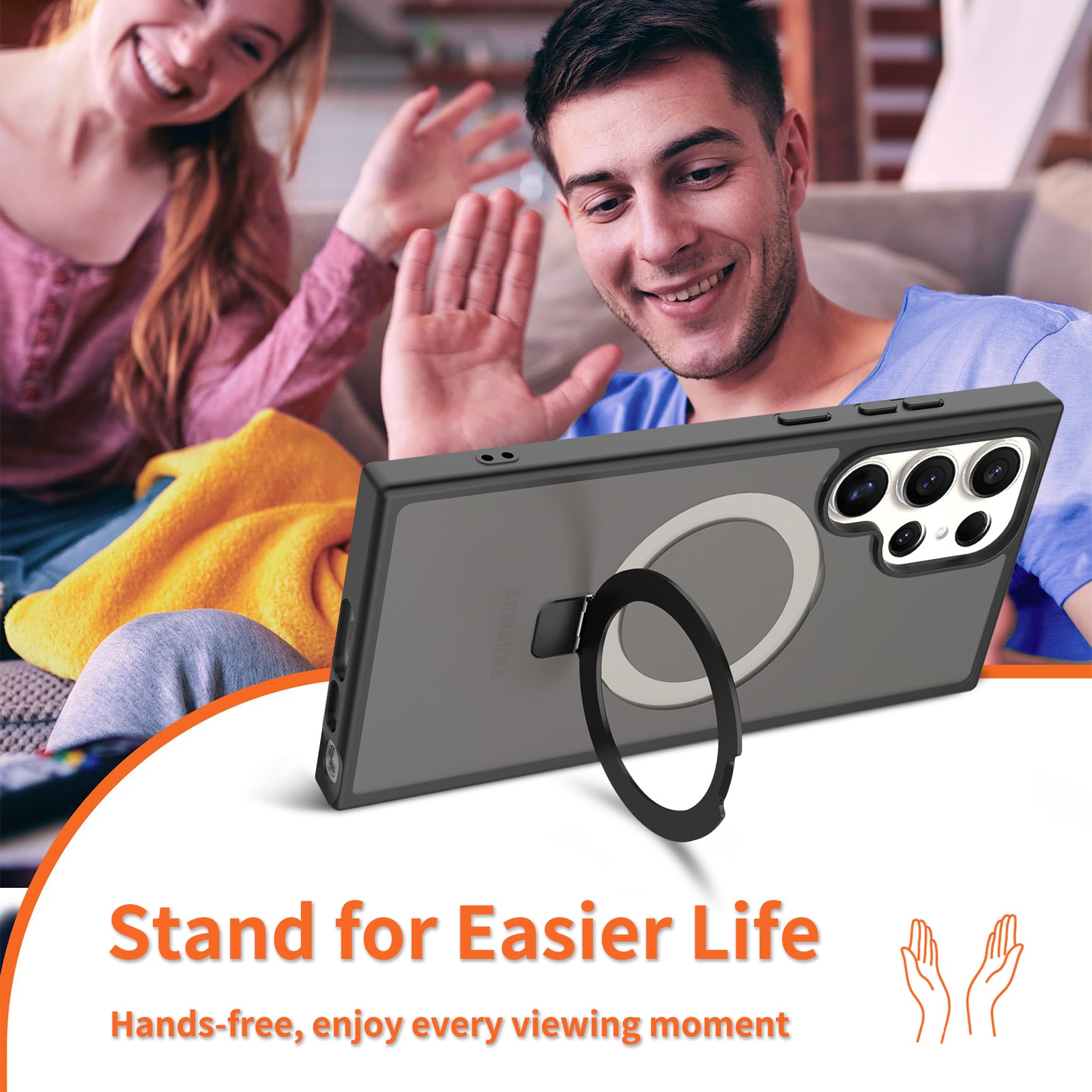 Samsung Galaxy S23 Ultra Magnetic hybriddeksel med stativfunksjon, Svart