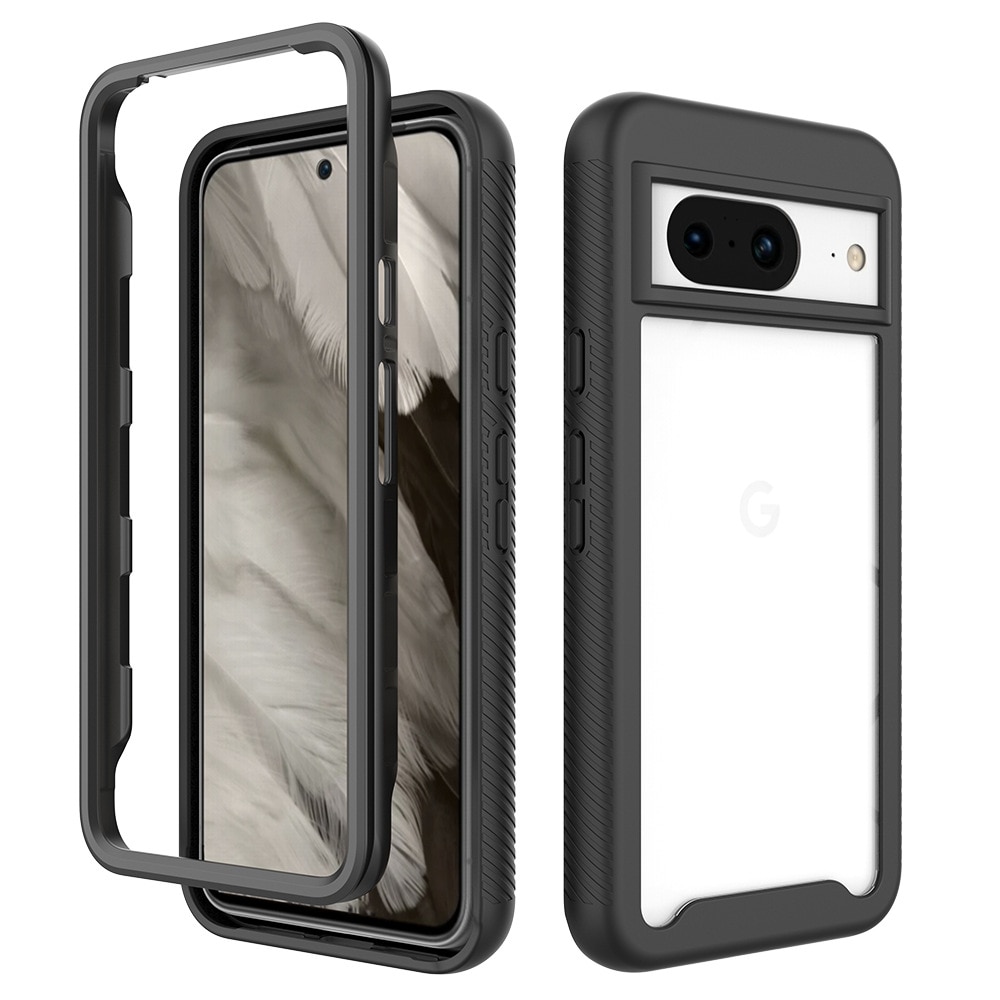 Google Pixel 8 Mobildeksel med beskyttelsesramme, Svart