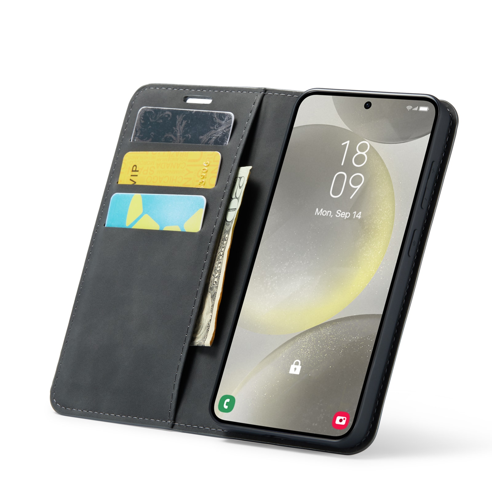Samsung Galaxy S24 Slankt etui med kortlomme, Svart