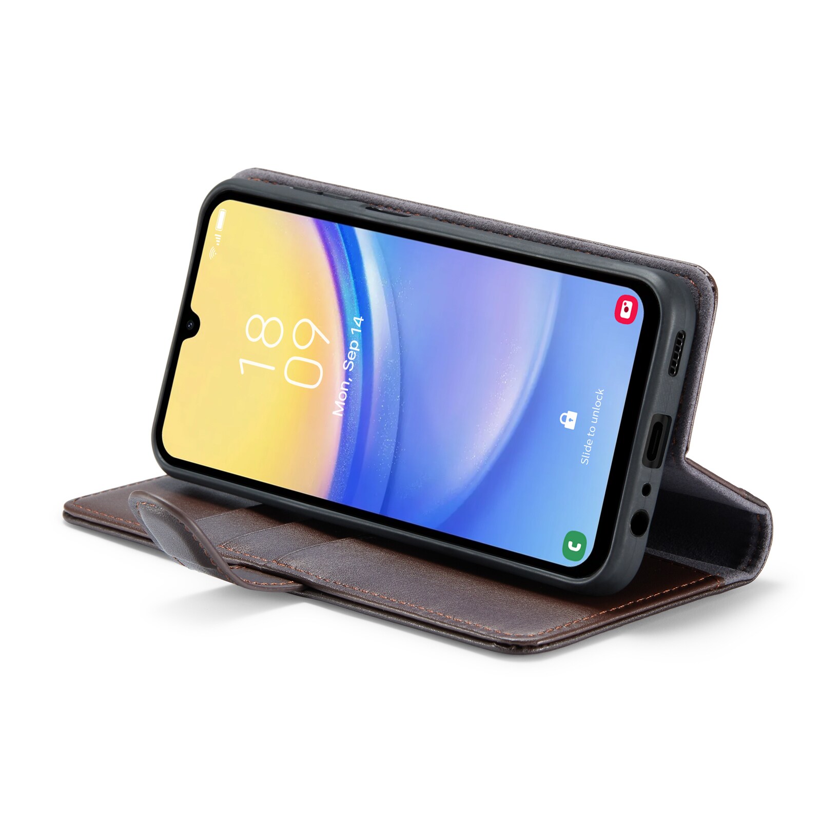 Samsung Galaxy A25 Lommeboketui i ekte skinn, Brun