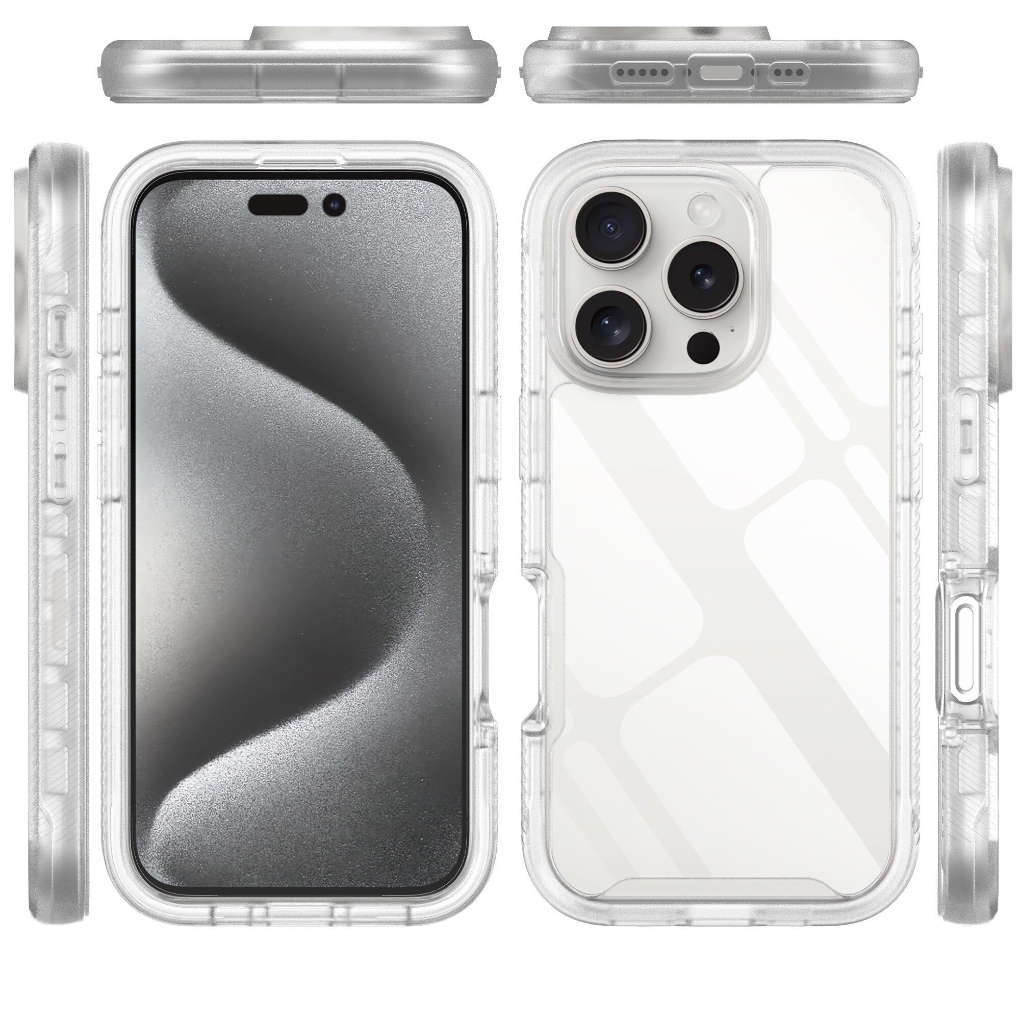 iPhone 16 Pro Deksel Full Protection, Gjennomsiktig