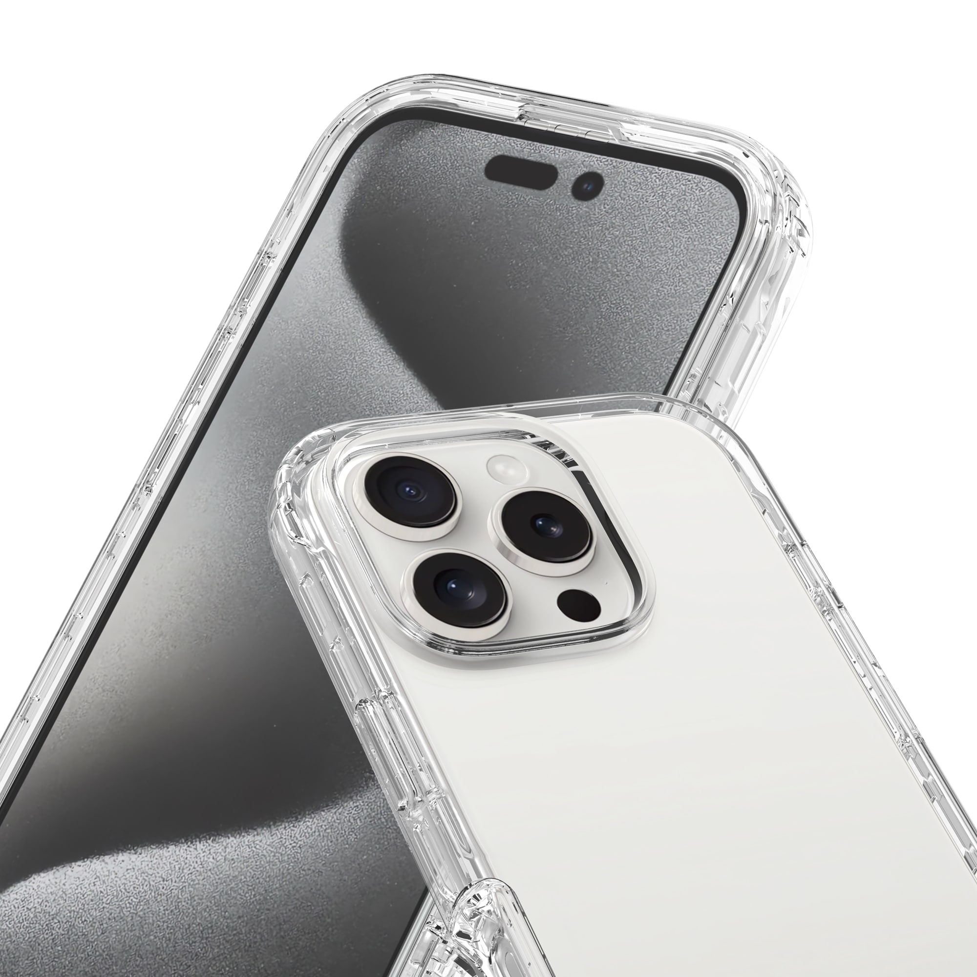 iPhone 16 Pro Max Mobildeksel med beskyttelsesramme, Gjennomsiktig