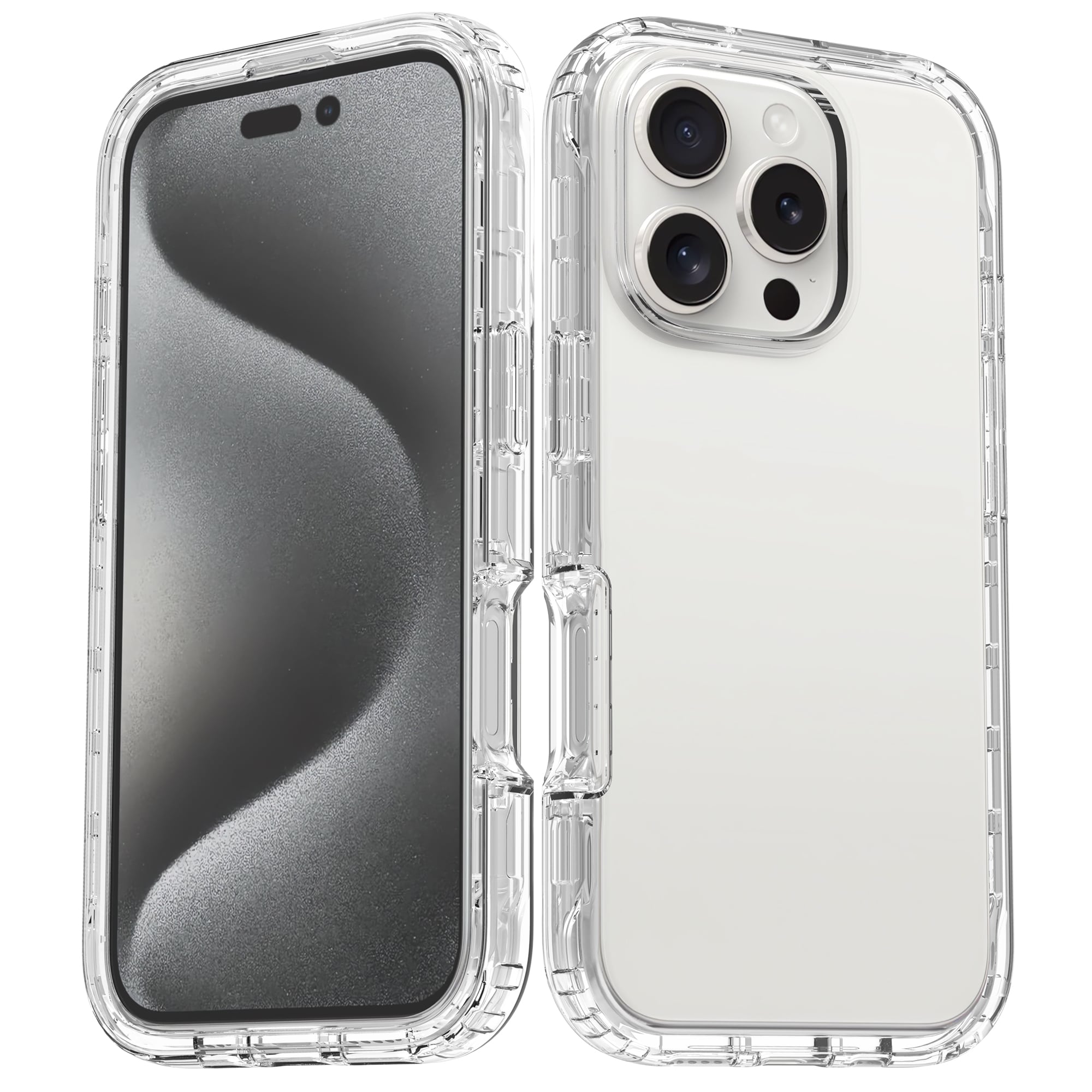 iPhone 16 Pro Max Mobildeksel med beskyttelsesramme, Gjennomsiktig