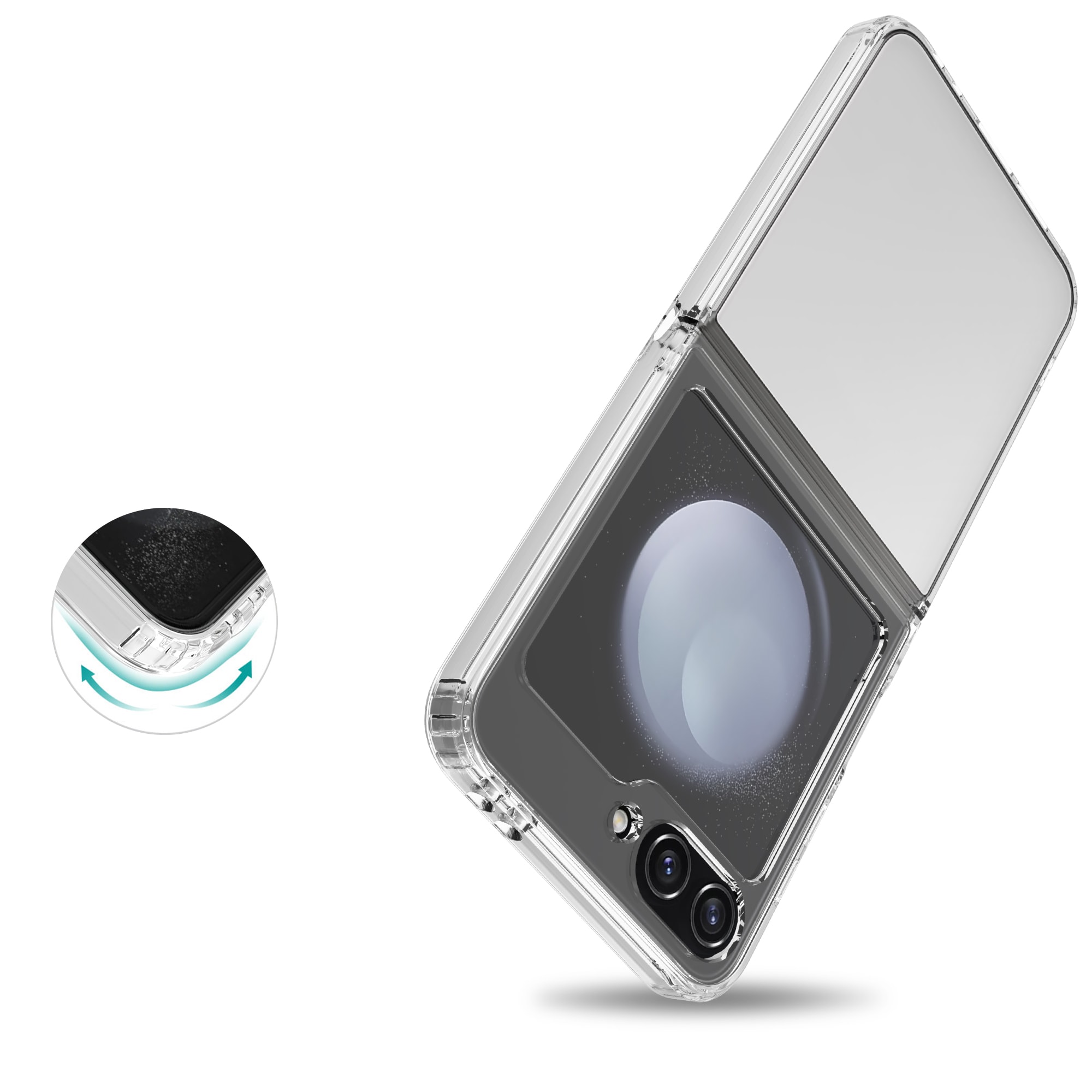 Samsung Galaxy Z Flip 7 Crystal Hybrid-deksel, Gjennomsiktig