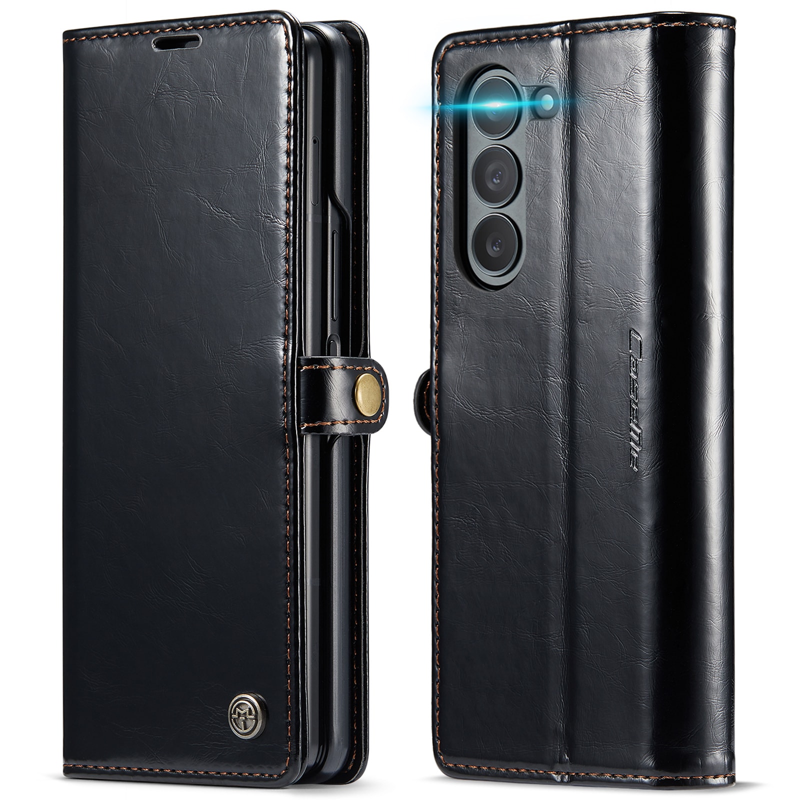 Samsung Galaxy Z Fold 7 Etui i skinn Svart