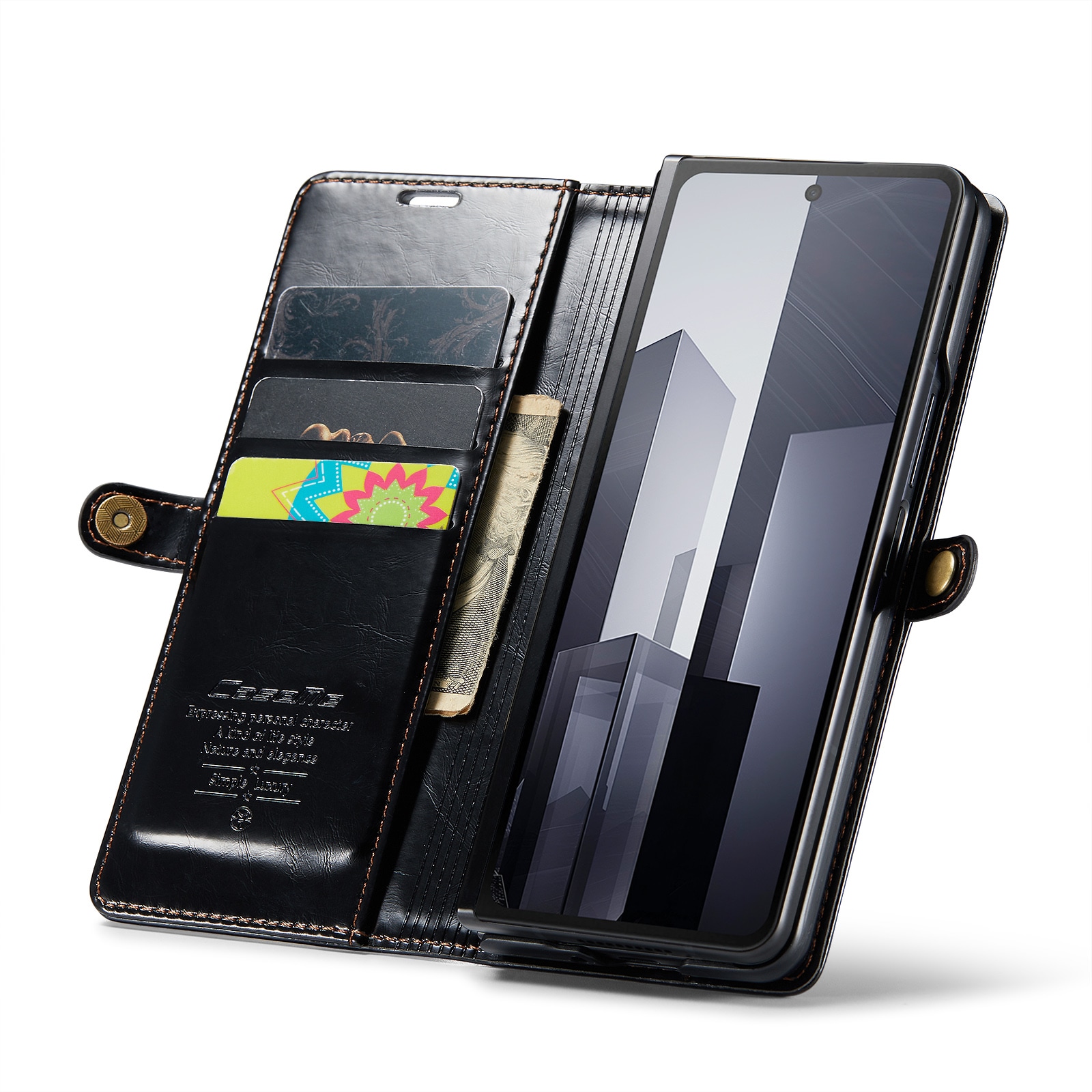 Samsung Galaxy Z Fold 6 Etui i skinn Svart
