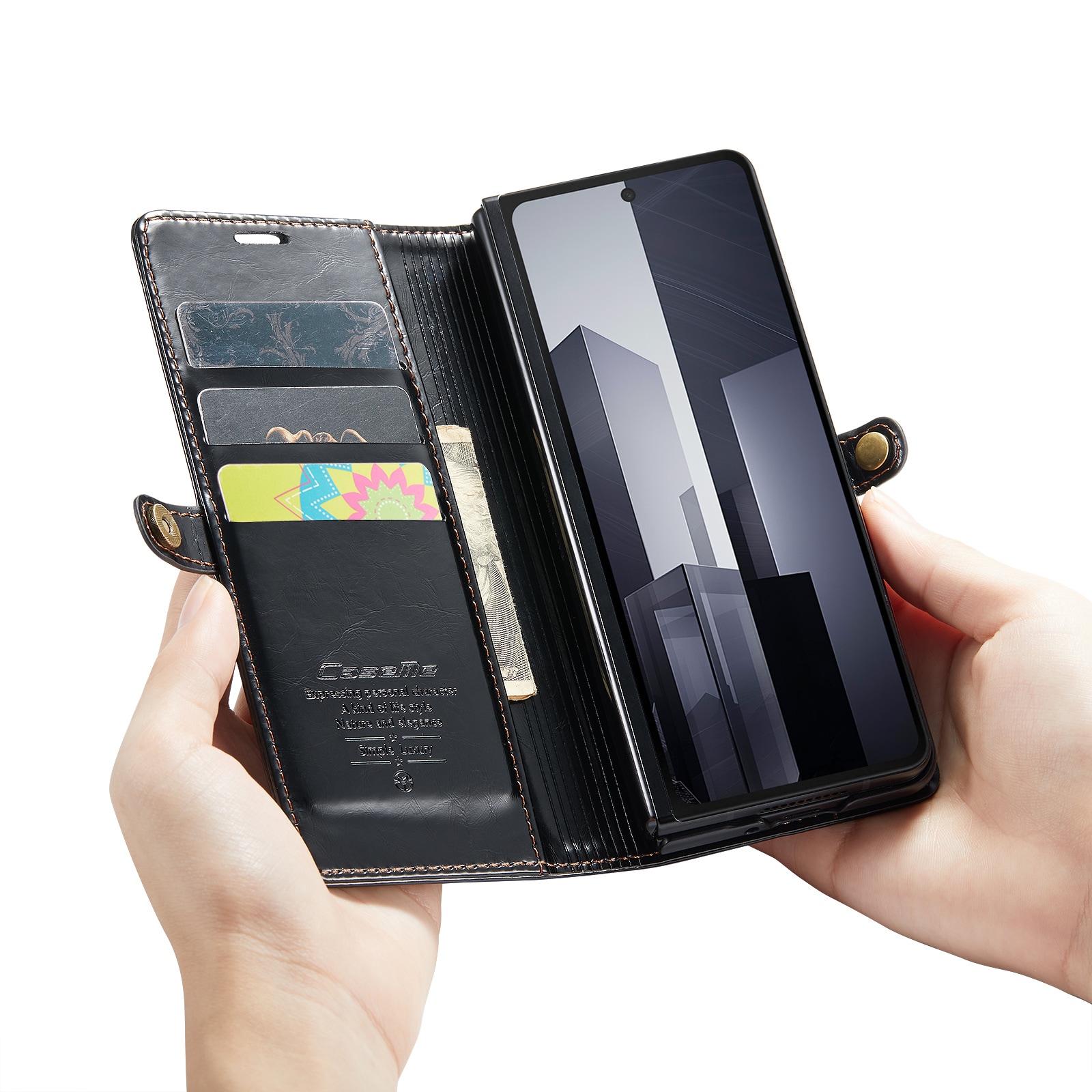Samsung Galaxy Z Fold 6 Etui i skinn Svart