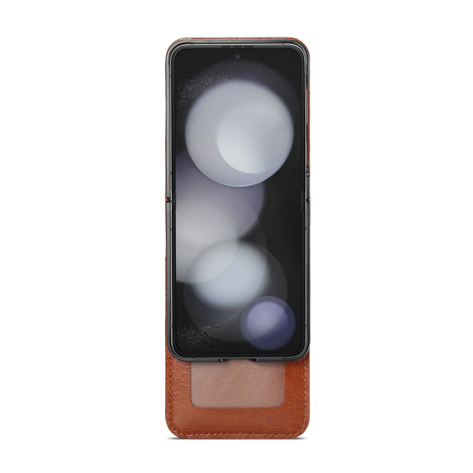 Samsung Galaxy Z Flip 7 FE Lommeboketui i ekte skinn, Cognac
