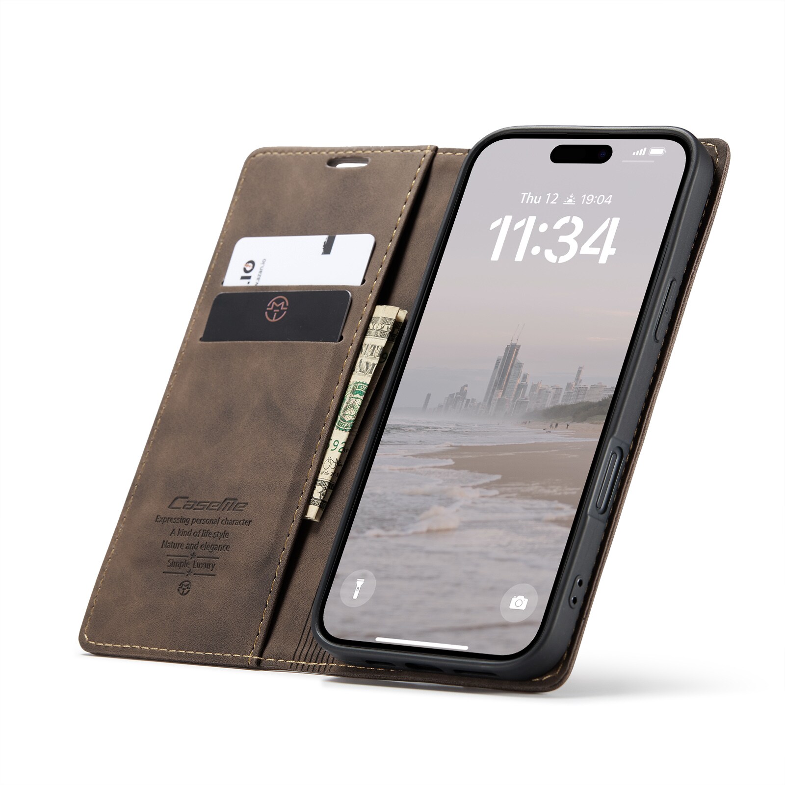 iPhone 16 Pro Max Slankt lommeboketui, Brun