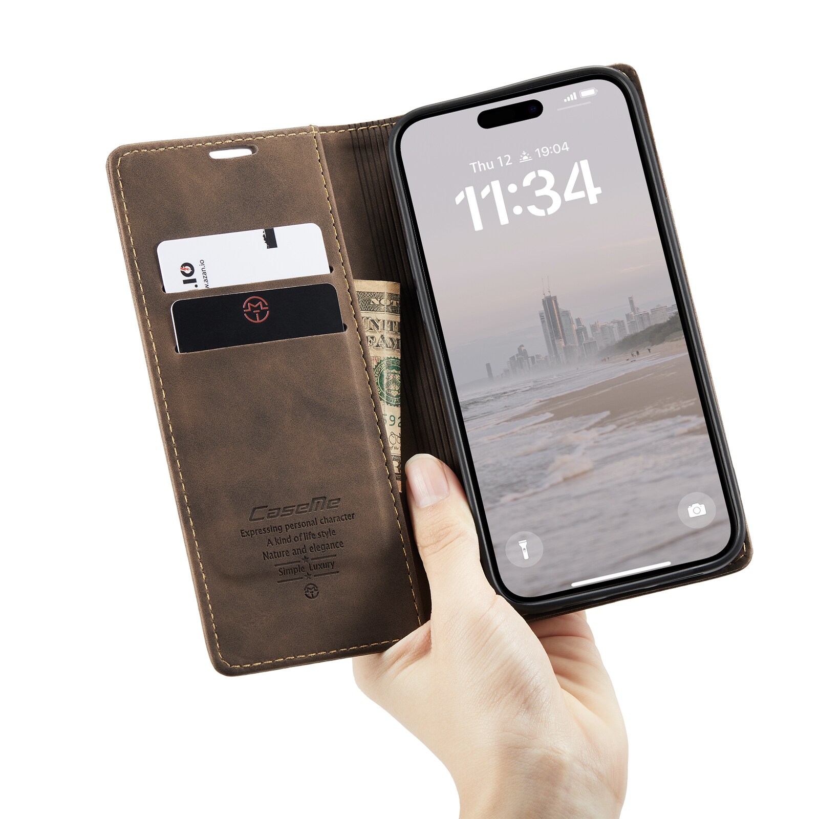 iPhone 16 Pro Max Slankt lommeboketui, Brun