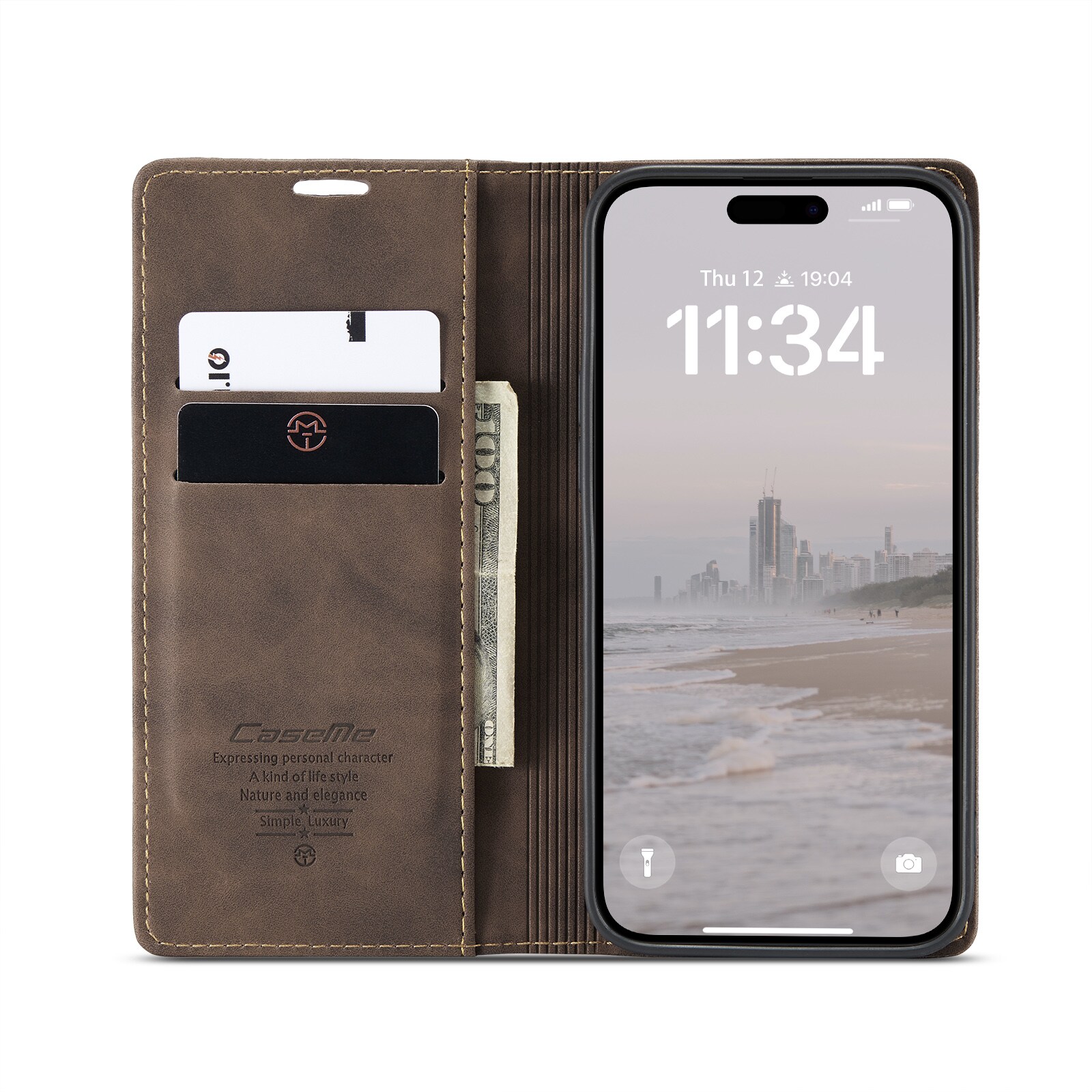 iPhone 16 Pro Max Slankt lommeboketui, Brun