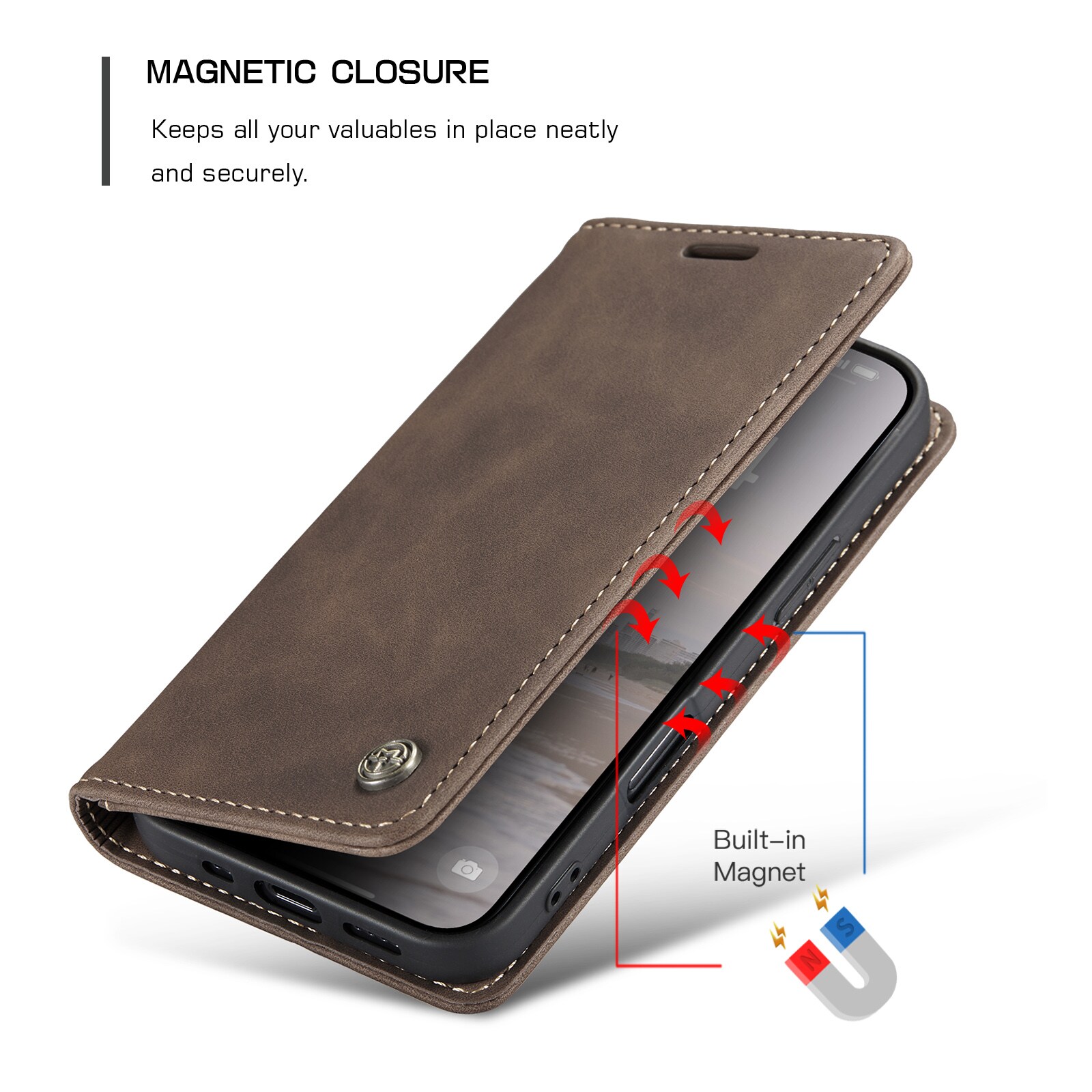 iPhone 16 Pro Max Slankt lommeboketui, Brun