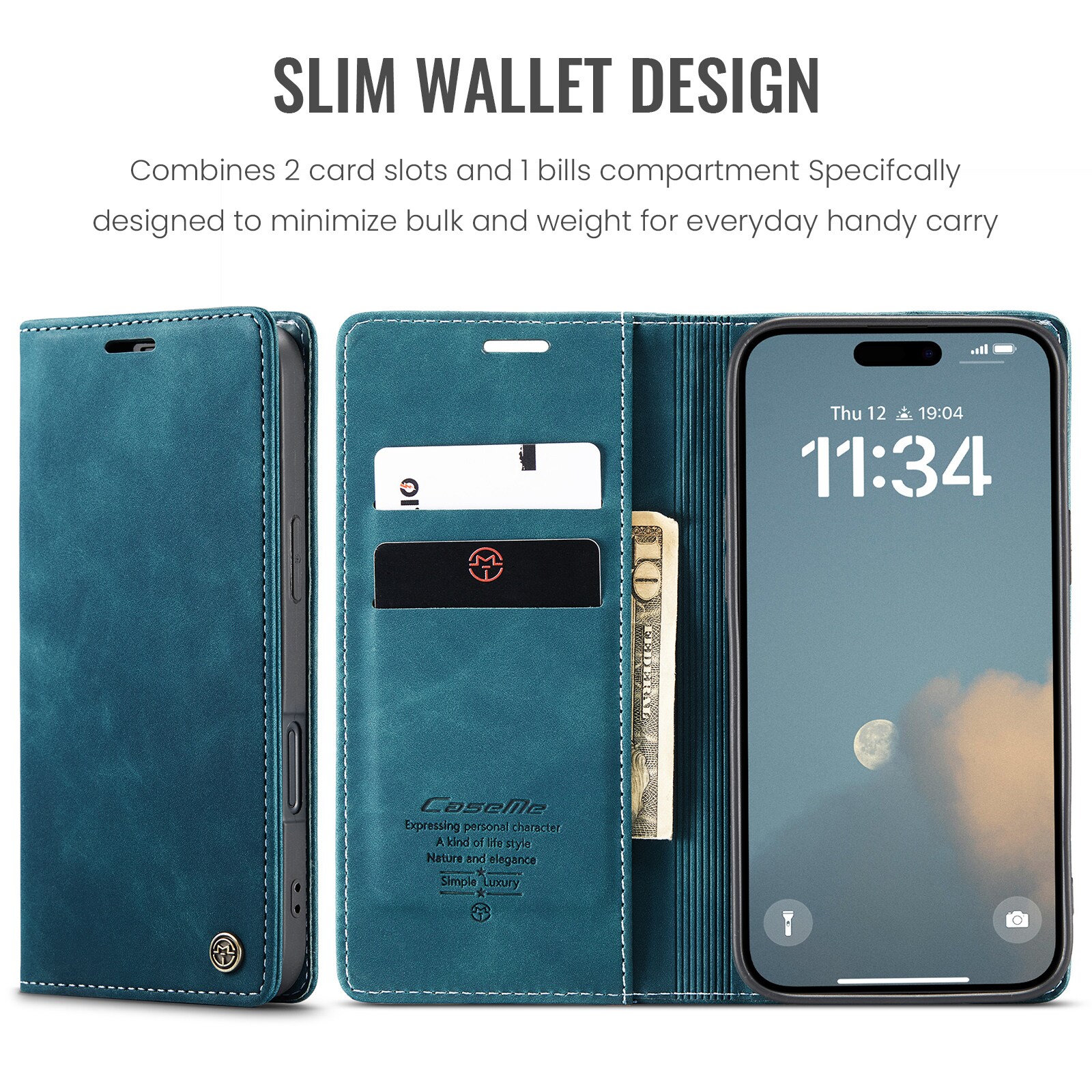 iPhone 16 Pro Max Slankt lommeboketui, Blå