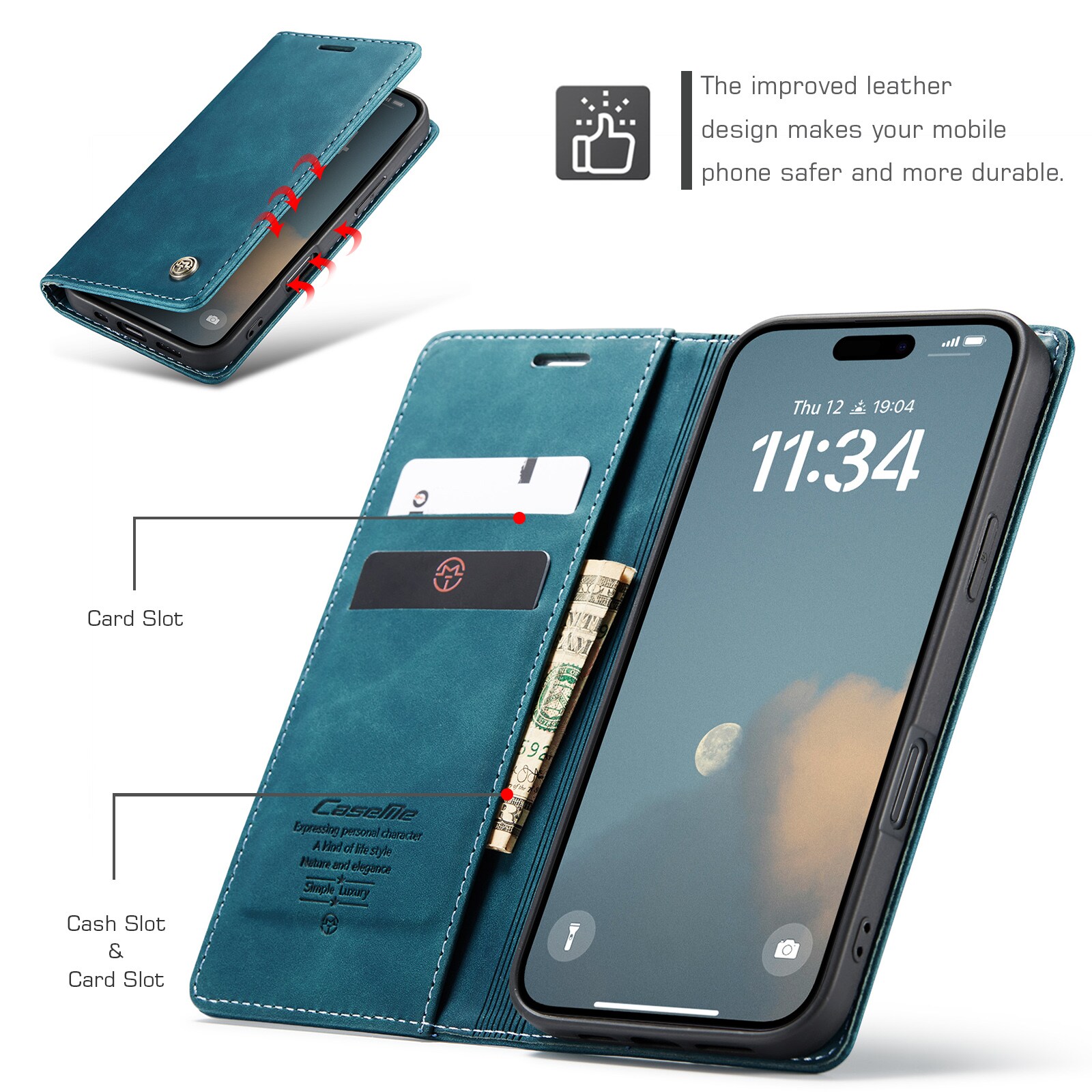 iPhone 16 Pro Max Slankt lommeboketui, Blå