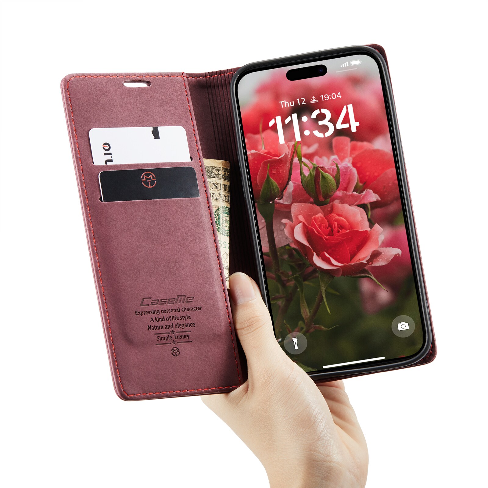 iPhone 16 Pro Slankt lommeboketui, Rød