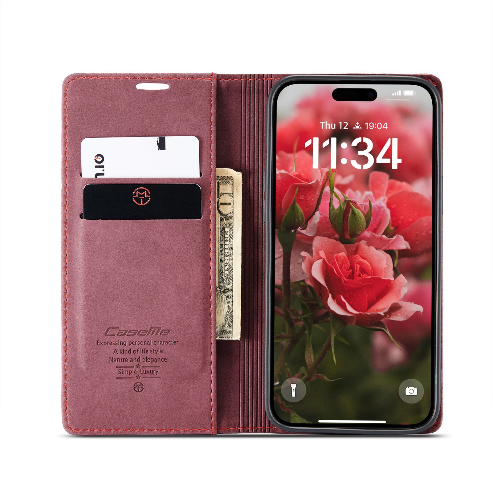 iPhone 16 Pro Slankt lommeboketui, Rød