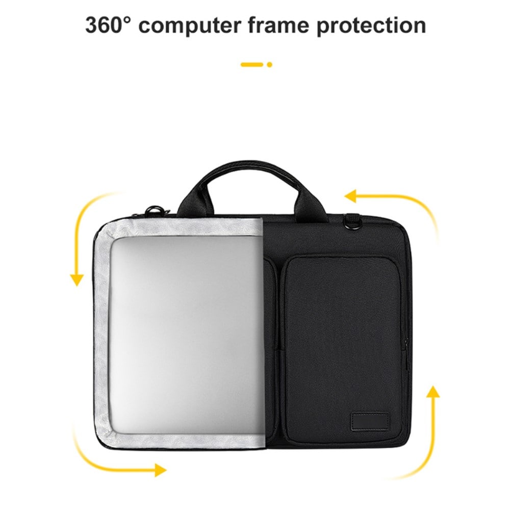 16" laptopsveske med stropp og lommer, Svart