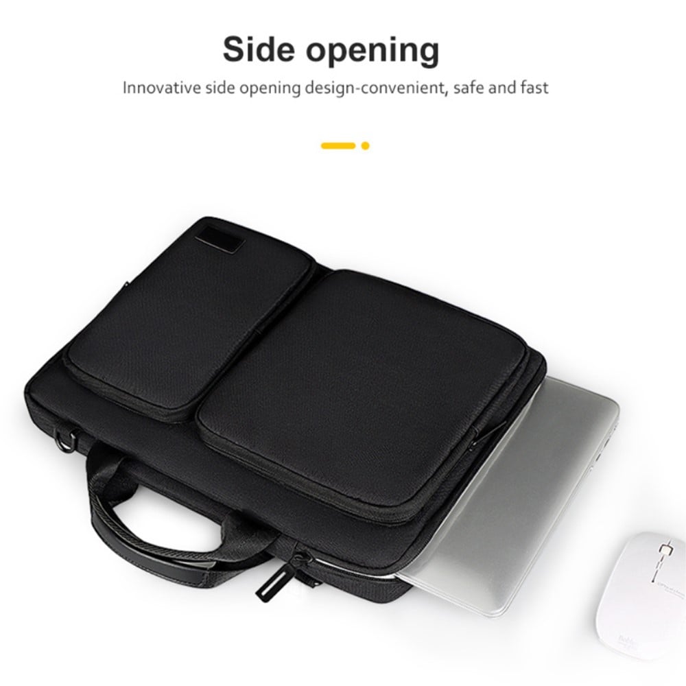 16" laptopsveske med stropp og lommer, Svart